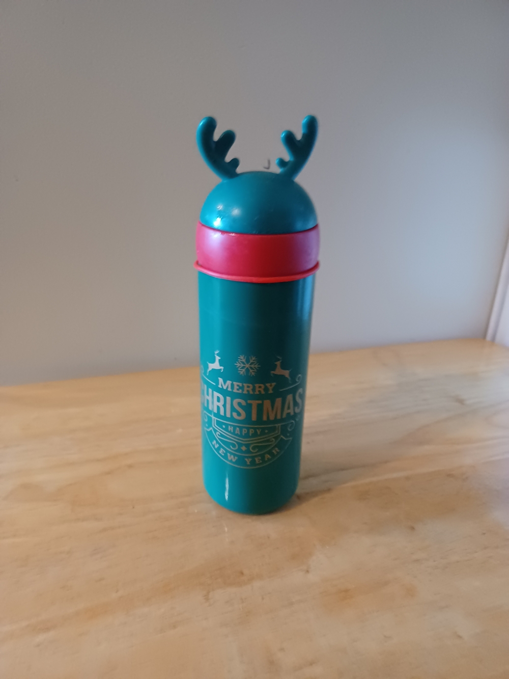 Reindeer Coffee Tumbler Insulated Metal Christmas Thermo Cup Hot Cold Screw Lid